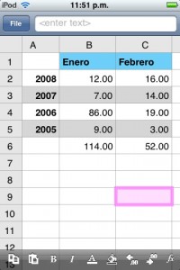 iSpreadsheet - Hoja de cálculo