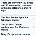 WPhone muestra la última actividad del blog