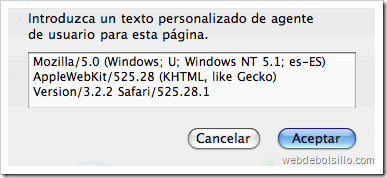 Cambiar el user agent de Safari