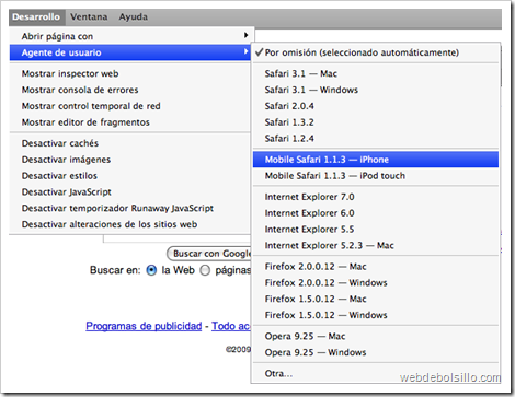 User agents en Safari