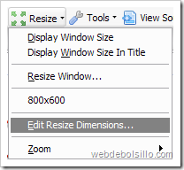 Resize - Edit Resize Dimensions